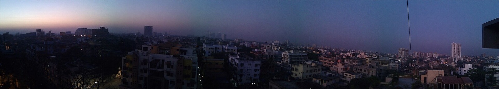 The Kolkata skyline at dusk.